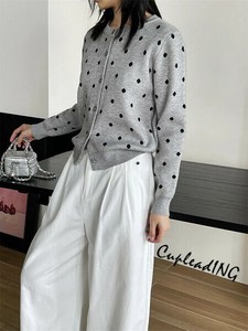 ◆◆大人気◆◆早い者勝ち ドット カーディガン ニットトップス スリム  2025秋冬 上着