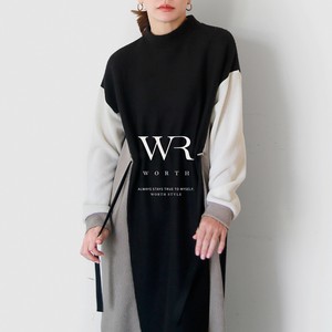 【2025/SS/新作】〈ワンピース〉配色使いでおしゃれとスッキリ感が叶う◎アレンジウエスト配色ニットOP