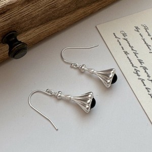 Pierced Earrings Silver Post black silver [2024 NEW]