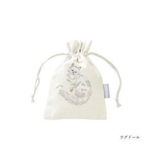 【2月入荷】【ito&】刺繍巾着袋 花 猫