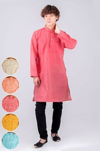 〔インドクオリティ・訳あり〕ほどよい光沢感　更紗デザインのカジュアルクルタ・パジャマ　※上着のみパン