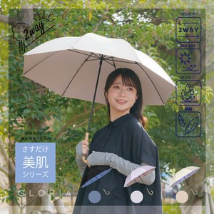【2025春夏新作】【即納】【晴雨兼用】バイカラーPU日傘長 50cm FRP骨 晴雨兼用傘