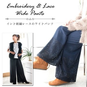 インド刺繍レースのワイドパンツ