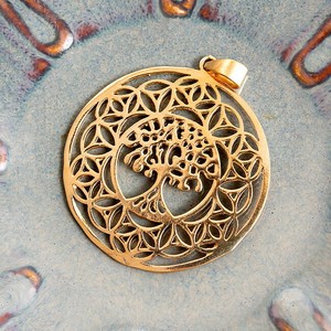 Flower of LifeとTree of Life のゴールドペンダントトップ