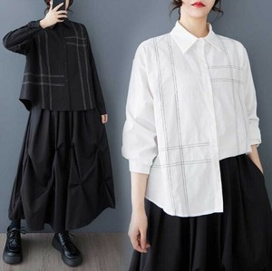 Button Shirt/Blouse Ladies fashion Linen Cotton