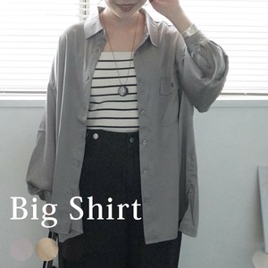 【Whole sale】サテンビッグロングシャツ トップス 羽織り 長袖 2025春【即納】