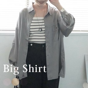 【Whole sale】サテンビッグロングシャツ トップス 羽織り 長袖 2025春【即納】