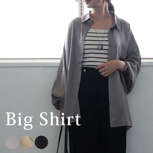【Whole sale】サテンビッグロングシャツ トップス 羽織り 長袖 2025【即納】