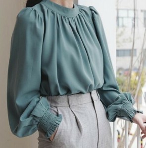 Button Shirt/Blouse Ladies fashion Round Neck