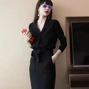 裙式西装套装 女士 毛衣 裙子 2件每组