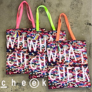 【人気アイテム】【cheek】≪3色展開≫ 撥水 大きめ カラフル｜sequins print puff tote（C25002）