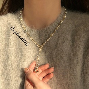 ≪予約商品≫INSスタイル ロングネックレス Y字ネックレス パールネックレス 洗練された ネックレス