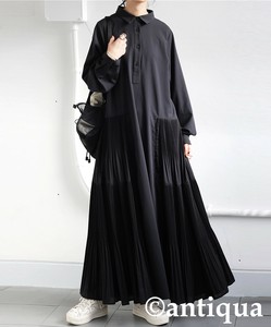 洋装/连衣裙 百褶/褶裥 切换 女士 新商品 长袖 洋装/连衣裙 antiqua