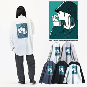 【SPECIAL PRICE】接触冷感 GREEN GIRL ナチュラルストレッチポリエステル バックプリント 長袖シャツ