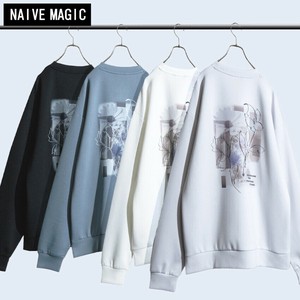 【SPECIAL PRICE】シルクタッチ ダンボールニット フラワー バックプリント クルーネック