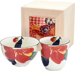 ■美濃焼ギフト■花かいろう飯碗湯呑 山茶花(ちりめん木箱)