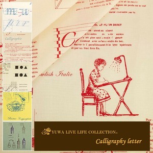 有輪商店 YUWA シャーティング "Calligraphy letter" [B:Red] / 生地 布 / 全5色 / 826906