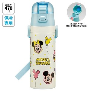 Water Bottle Mickey One-push Direct Stainless Steel Bottle with Compact Lock 470ml