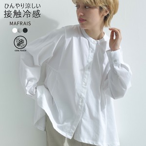 接触冷感 シルケット天竺 ギャザー シャツ 長袖 ブラウス【2025春夏新作】