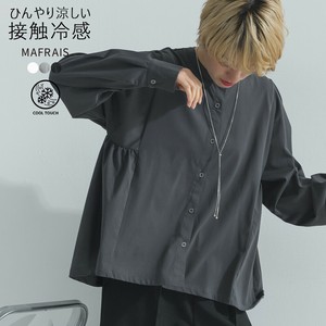 接触冷感 シルケット天竺 ギャザー シャツ 長袖 ブラウス【2025春夏新作】