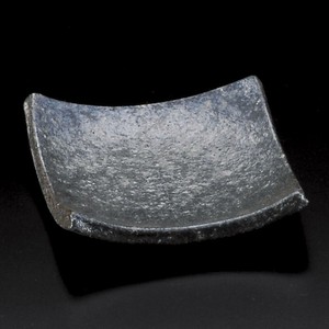 黒窯変角小皿(信楽焼) 日本製 陶器