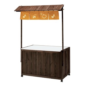 フォールドワゴンショップ ウッドパネル仕様 庇(ひさし)タイプ【什器・店舗備品・サイン】＜日本製＞