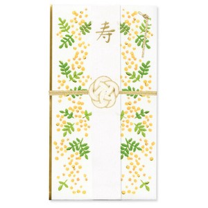 【NEW】日本製 ご祝儀袋　水引・花づつみ：刺しゅう・ミモザ
