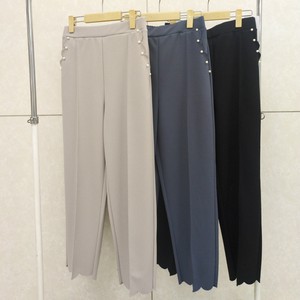 ポケット＆裾スカラップデザインセンタープレスパンツ