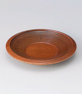 木製茶托4寸　千筋【中国製　　おしゃれ】