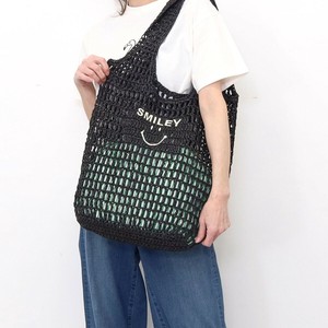 2025新作【COOCO クーコ】SMILEY 透かし編み刺繍入カゴバッグ A4対応
