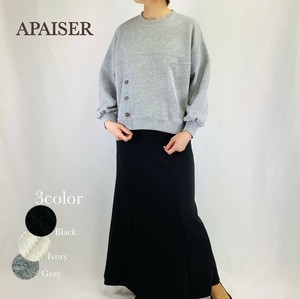 【2025年　春・夏　新作】格子模様、ボタンデザインカットソー