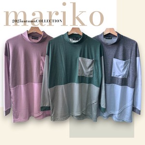 <2025秋物新作>切替バイカラー長袖Tシャツ　ゆったりシルエット　2025秋物人気　真里子の詩