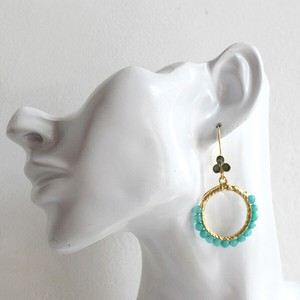 Pierced Earrings Silver Post Rhinestone Natural Stone Jewelry