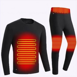 発熱Tシャツ パンツ  長袖  ラウンドネック  電熱保温 冬 無地  快適  男女兼用  ABQ713