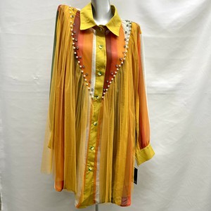 Button Shirt/Blouse Tulle Lace Rainbow S/S