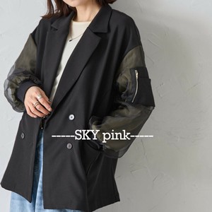 【再入荷予約販売・4月下旬】袖チュールレイヤードMA-1風デザインジャケット　skypink東京　人気