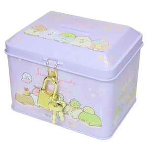 【貯金箱】すみっコぐらし カギ付き缶バンク いっしょにおとまり会