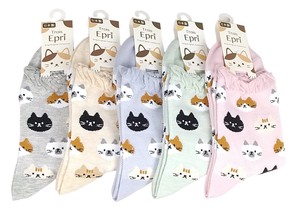 【日本製クルー】　総メッシュ　いろいろ猫