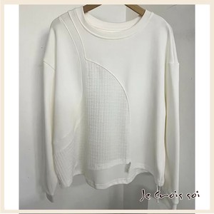 11665 カットソー&ジャカード 切り替えプルオーバー レディス