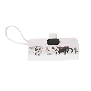 コンパクトモバイルバッテリー(Type-c直挿し）マチルダさん柄　5000mah（ねこ　ネコ　猫）