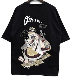 【インバウンド 和柄 お土産 外国人観光客向け Tシャツ】花魁和柄Tシャツ