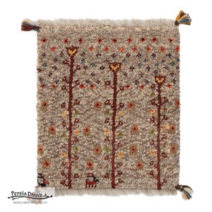 ギャッベ　ペルシャ　イラン　オーガニックウール　絨毯　ラグ　玄関マットS　42×49cm　M2626_CL