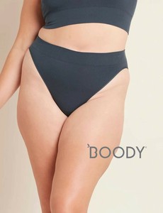 〈深型ショーツ〉【BOODY】LYOLYTE リブハイレッグブリーフ　ショーツ　ストーム（ダークグレー）