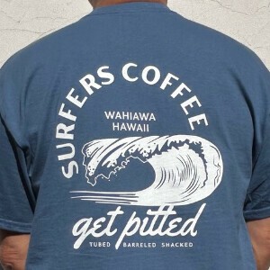 予約販売　2025春夏　新商品　Tシャツ　SURFERS COFFEE  GET PITTED  インディゴブルー