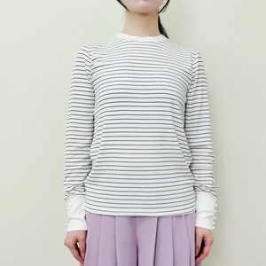 袖パールボーダートップス
