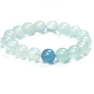 Gemstone Bracelet Aquamarine/Coral Natural Stone 12mm