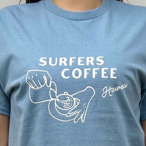 予約販売　2025春夏　新商品　Tシャツ　SURFERS COFFEE  LATE ART  　ストーンブルー