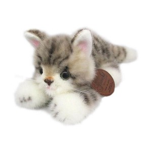 ぬいぐるみ ねこ　グレイスフル ネコ （日本製） 復刻 こねこのミーヤ グレー 這い