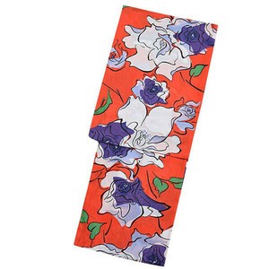 女性浴衣単品「オレンジレッド薔薇」S/フリー/TL/LL 綿浴衣 レディース レトロ 女性浴衣