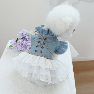 犬服 5サイズ ドッグウェア ペット服 デニム スカート